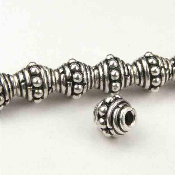 Antique Sterling Silver 5MM Bali Style Bicone Bead