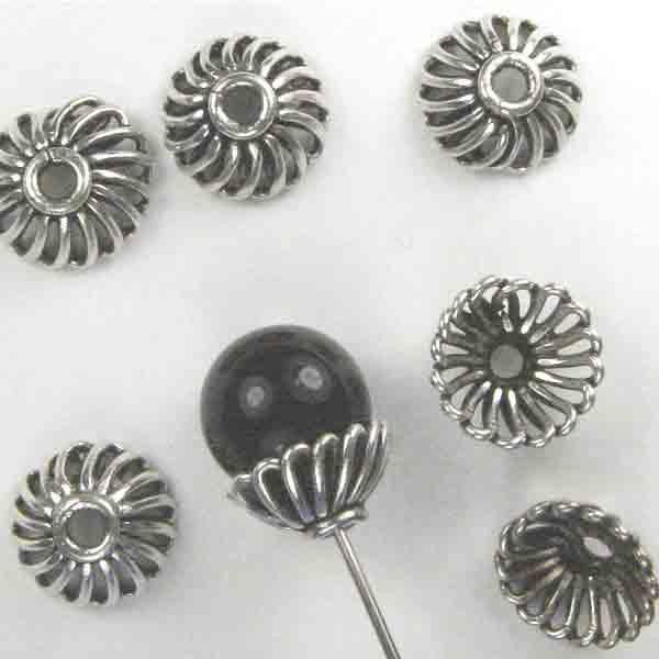 Antique Sterling Silver Openwork Bead Cap fits 10MMM Beads and Larger