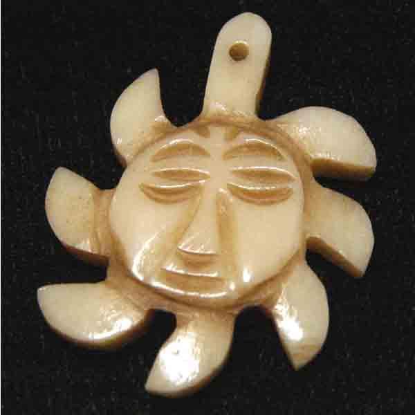 Antique White Bone 33x27MM Sun Face