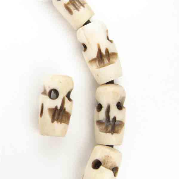 Antique White Bone Skull Bead