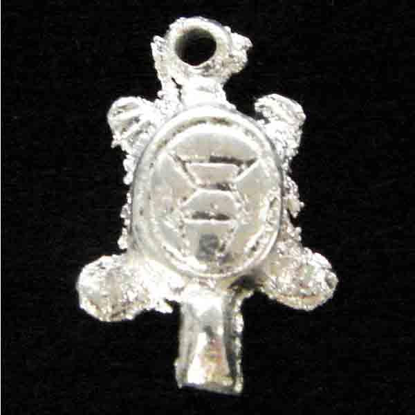 Antiqued To Brite Silver 12x15MM Turtle Pendant