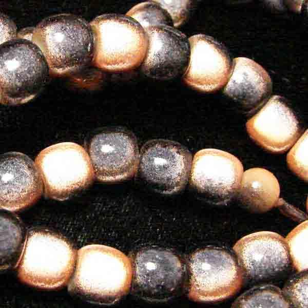 Apricot with Black 2 Tone 7x8MM Miracle Crow Bead