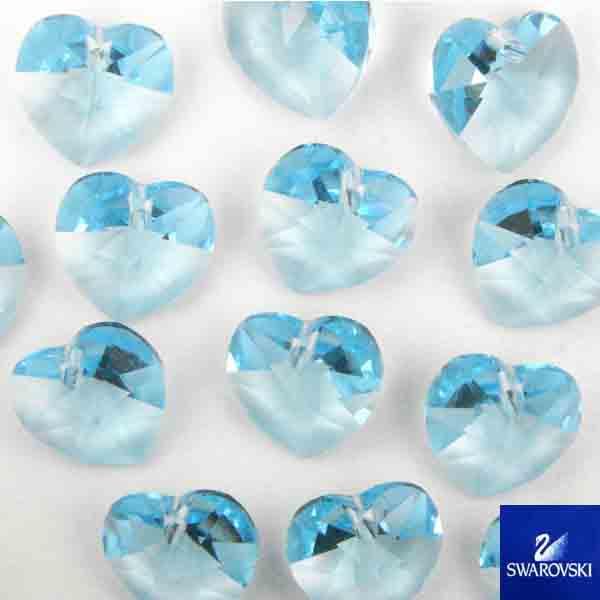 Aqua 10MM Swarovski Heart Pendant