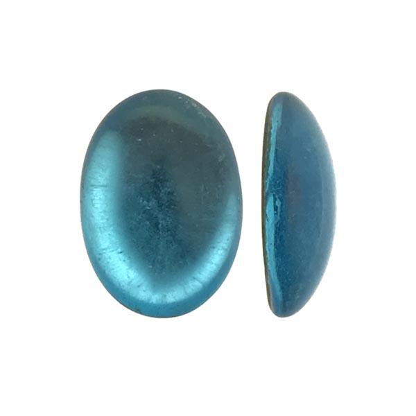 Aqua 10x8MM Foiled Back Cabochon