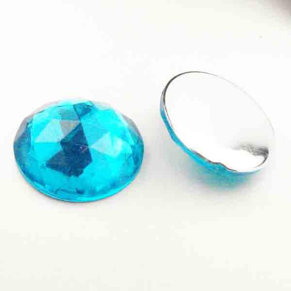 Aqua 18MM Table Cut Acrylic Cabochon