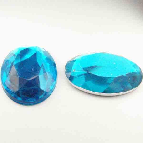 Aqua 18x13MM Table Cut Acrylic Cabochon