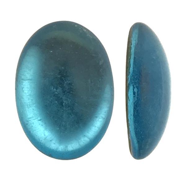 Aqua 18x13MM Vintage Foiled Back Cabochon