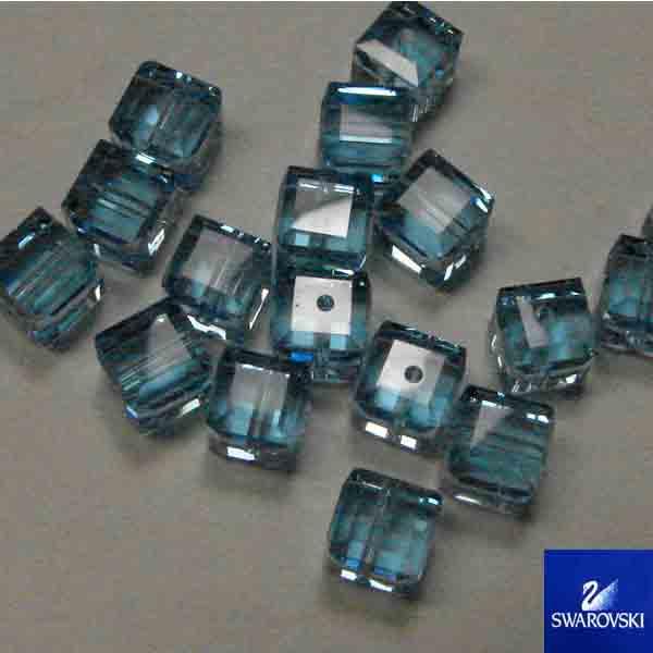 Aqua 6MM Cut Cube Swarovski
