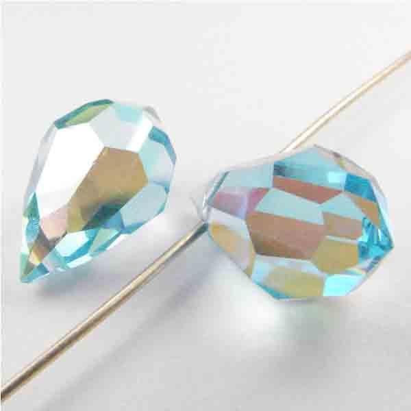 Aqua AB Machine Cut 15x9MM Top Drilled Tear Drop