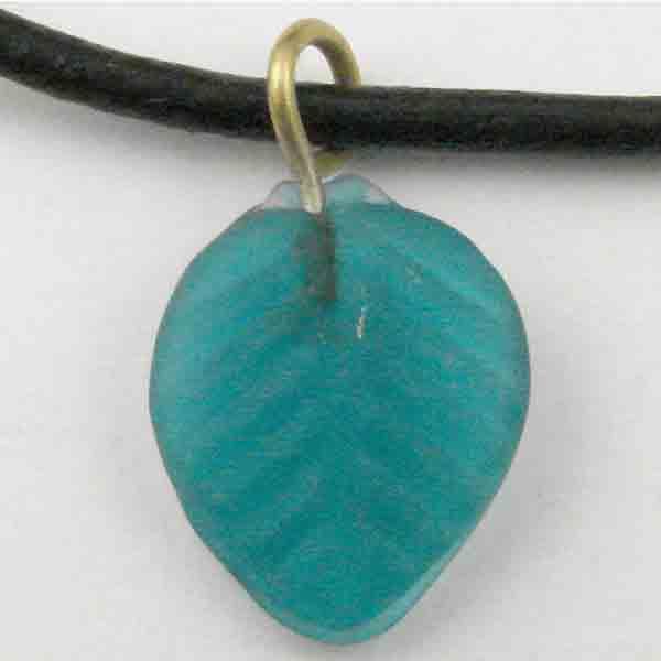 Aqua Matte 12MM 3-D Leaf with Brass Loop