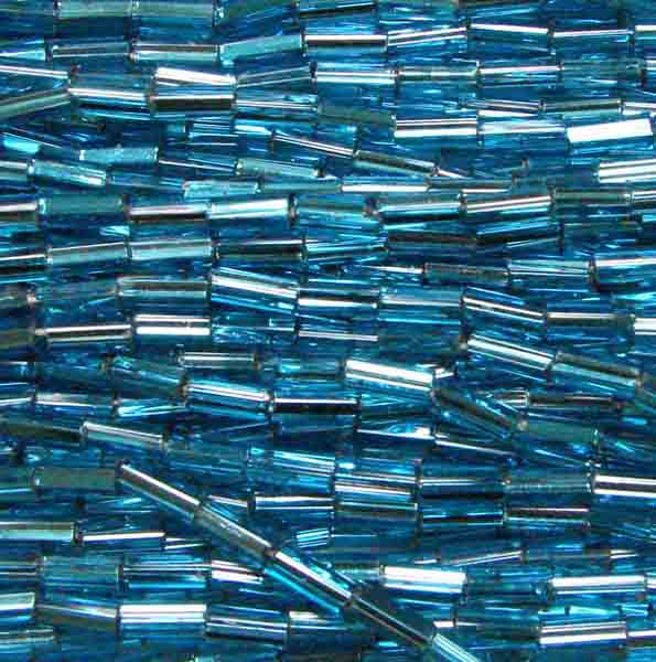 Aqua Silver Lined Bugle Bead Size 2 4x2MM