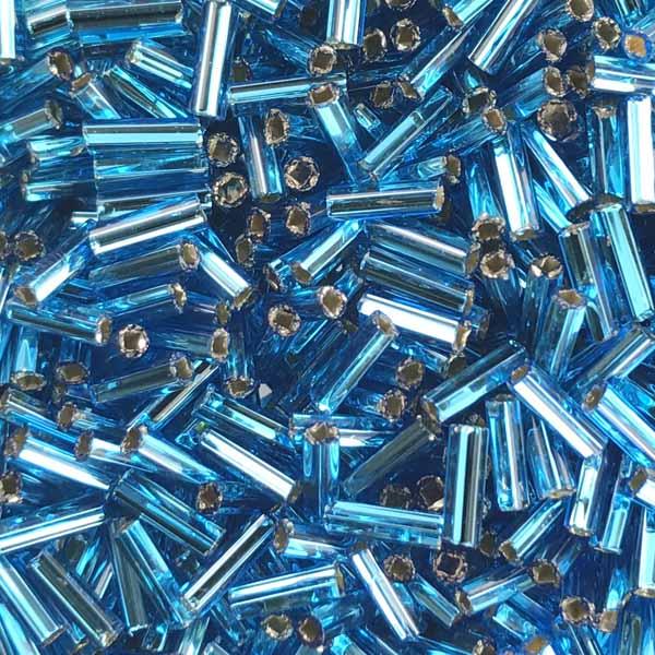 Aqua Silver Lined Bugle Size 3 (6MM)