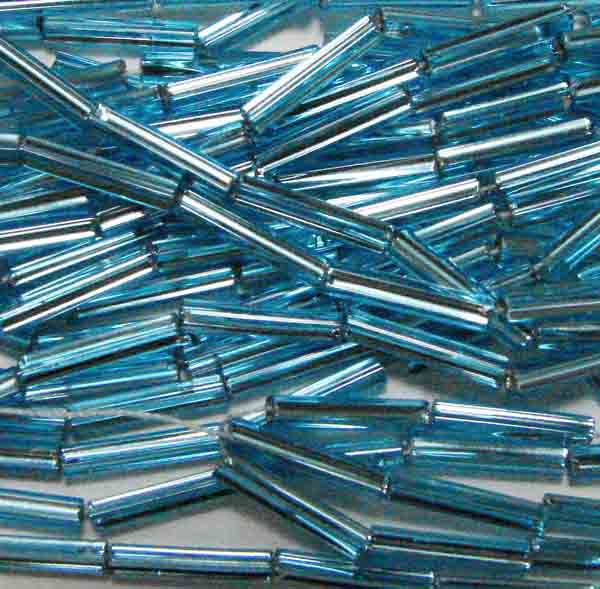 Aqua Silver Lined Size 5 (12MM) Bugle Bead