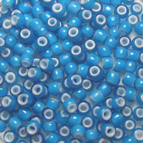 Aqua White Lined Vintage French 5MM Pony Seed Bead