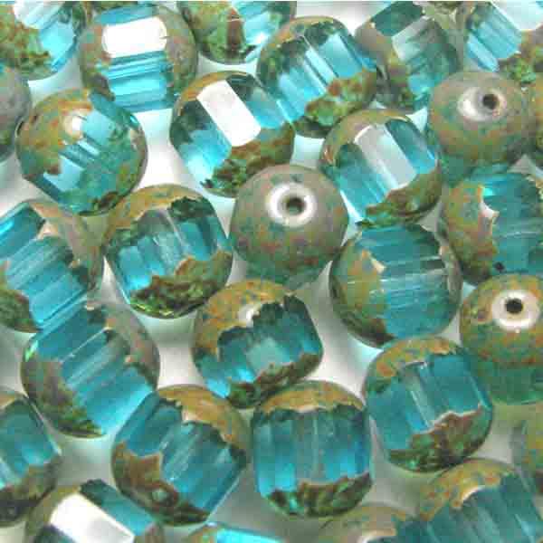 Aqua With Granite (Picasso) 8MM Window Bead