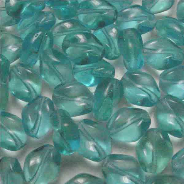 Aqua With Peridot 10X8MM Twisted Oval