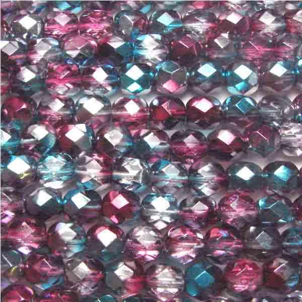 Aqua and Fuchsia with Silver 4MM Fire Poplish Ball