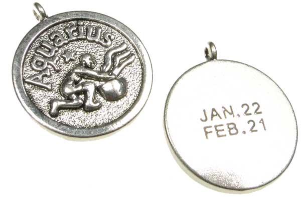 Aquarius 24MM Antique Silver Plate Coin Pendant