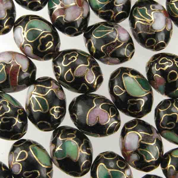 Black 11X9MM Cloisonne Oval