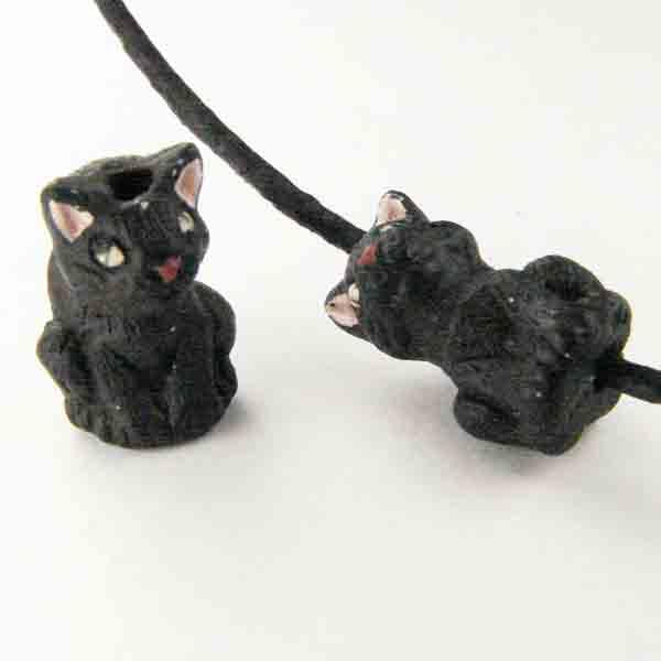 Black 14x8MM Cat Bead