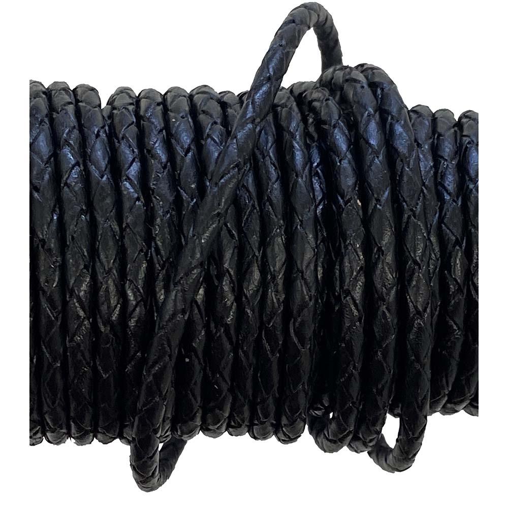 Black 3.5MM Braided Leather Bola Style Cord