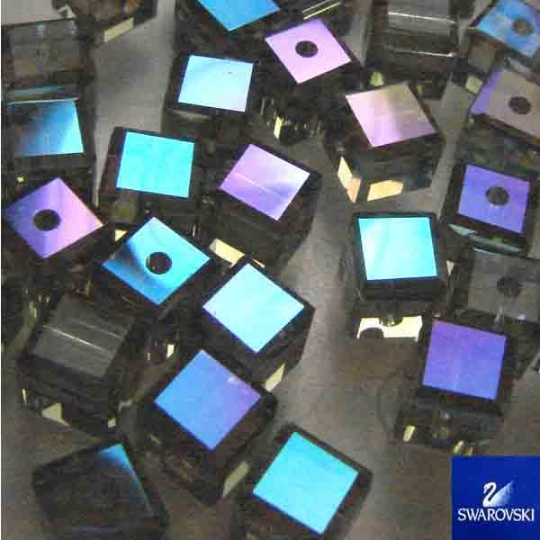 Black Diamond Ab 4MM Swarovski 5601 Cube Bead