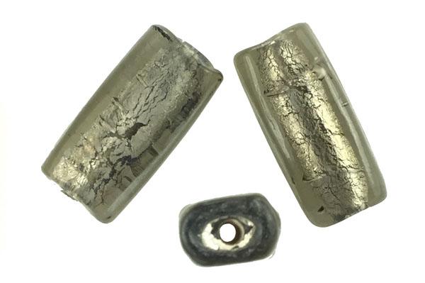 Black Diamond Silver Foil Lined 25x11MM Rectangle With 2MM Large Hole