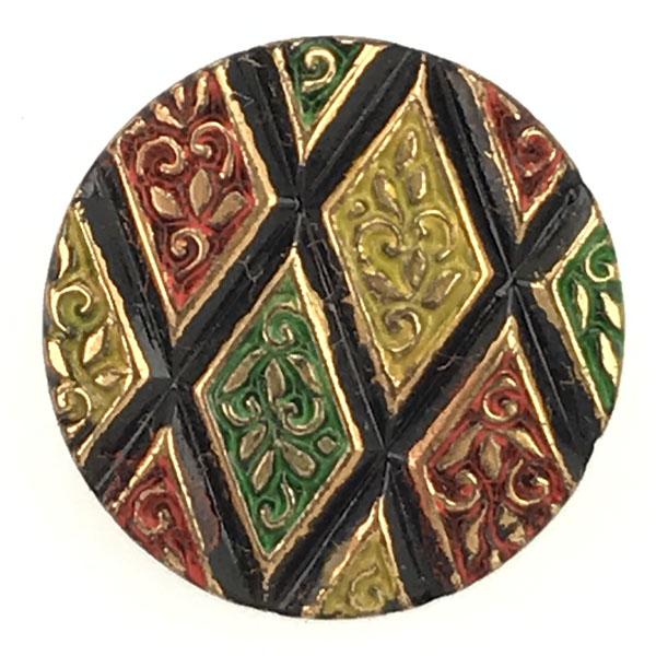 Black Multi Diamond Pattern 18MM Vintage Cabochon