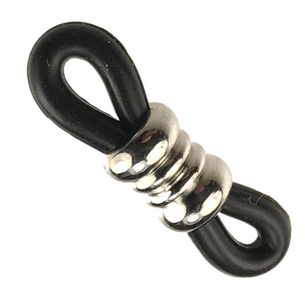 Black Rubber With Silver Plate 20x5MM Eyeglass Holder