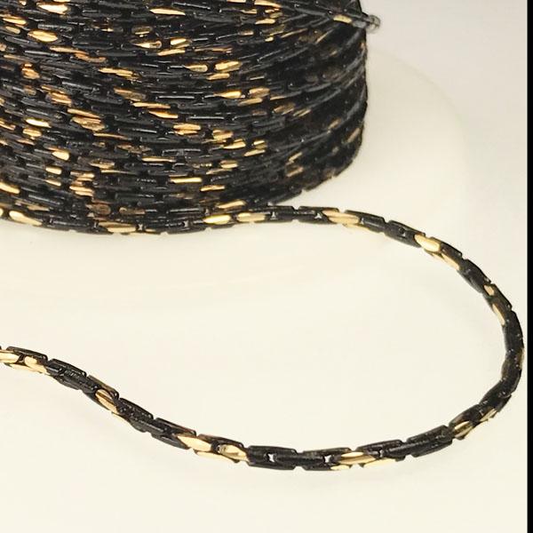 Black With Gold Two Tone 1MM Boston Link Chain