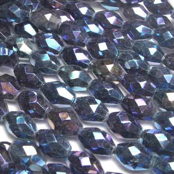 Blue Iris 11X7MM Fire Polish Oval