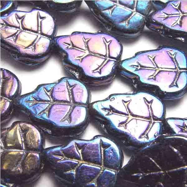 Blue Iris 12x10MM Veined Leaf