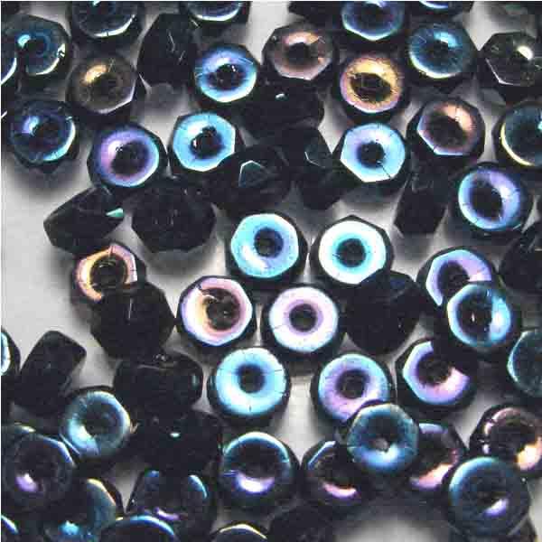 Blue Iris 6MM Fire Polish Edge Disc Rondelle