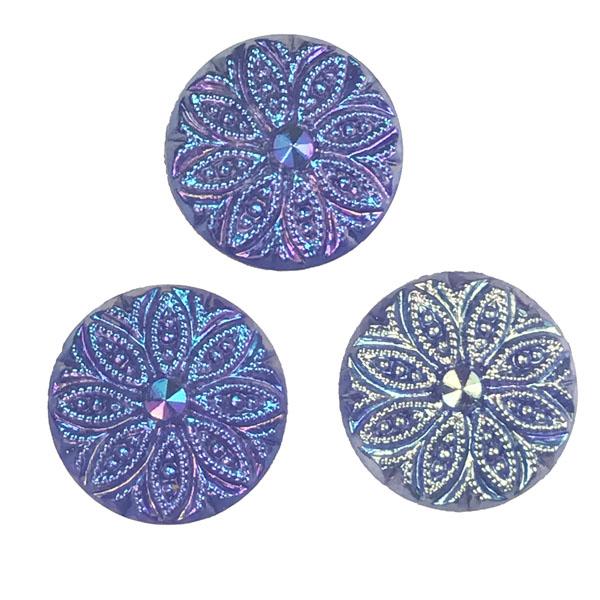 Blue Iris Marcasite Textured 13MM Cabachon