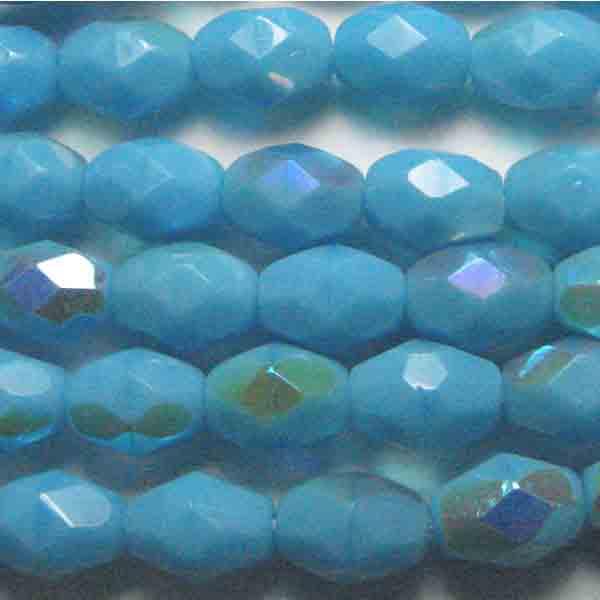 Blue Turquoise Ab 7X5MM Fire Polish Oval