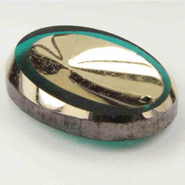 Blue Zircon/Gold Dished Oval 25X18MM
