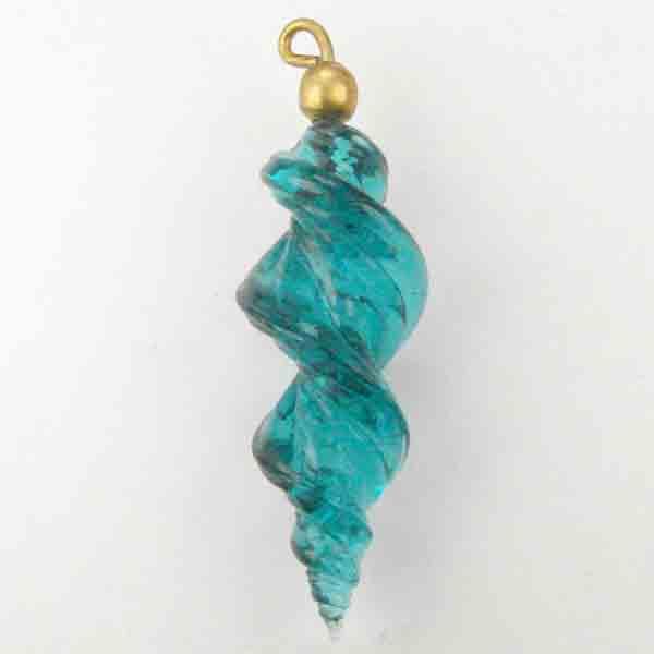 Blue Zircon 34X12MM Spiral with Brass Wire Hanger