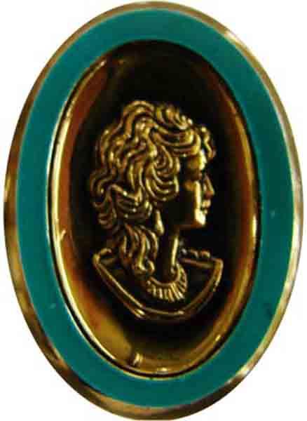 Blue Zircon Cameo with Gold 25X18MM