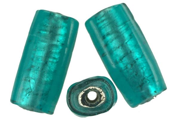 Blue Zircon Silver Foil Lined 25x11MM Rectangle With 2MM Large Hole