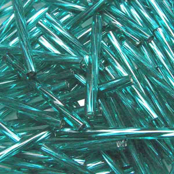 Blue Zircon Silver Lined 25MM Twisted Bugle