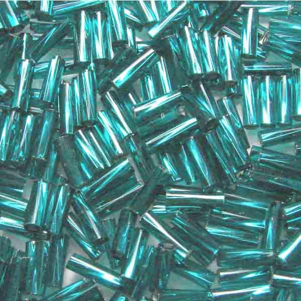 Blue Zircon Silver Lined Sz 3 (7x2MM) Twisted Bugle