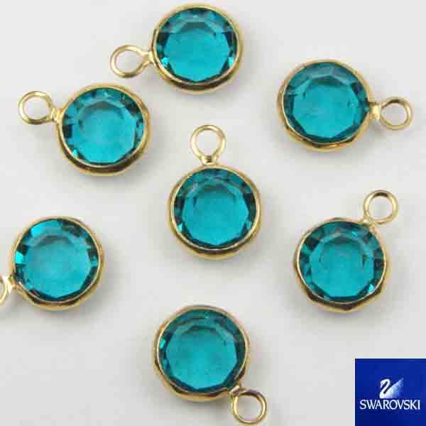 Blue Zircon With Gold 7MM (SS29) Swarovski Channel Pendant