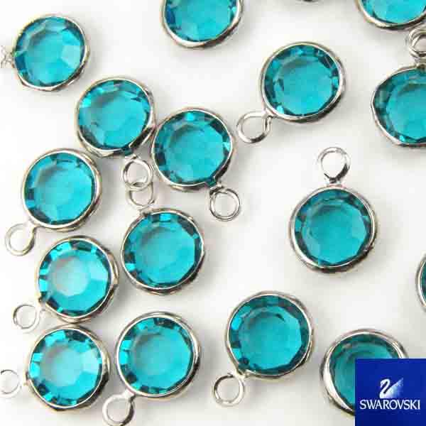 Blue Zircon With Silver 7MM (SS29) Swarovski Channel Pendant