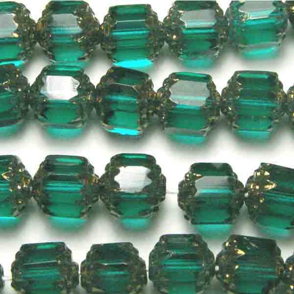 Blue Zircon with Bronze 8MM Cathedral Bead
