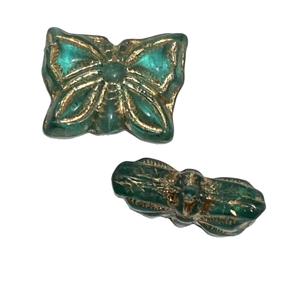 Blue Zircon with Gold Detail 12x15MM Butterfly