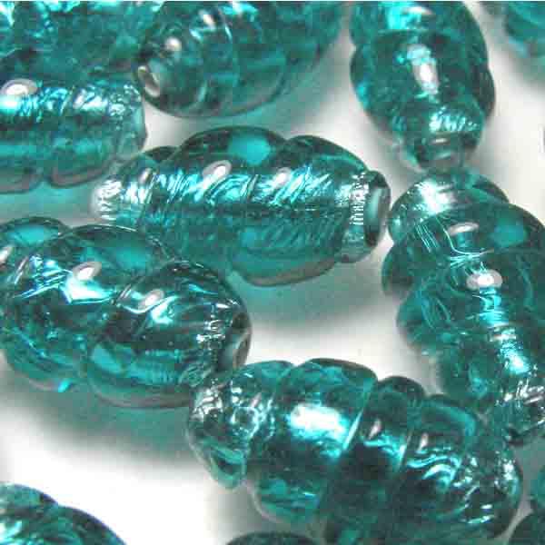 Blue Zircon with Silver Foil 16X9MM Twisted Oval