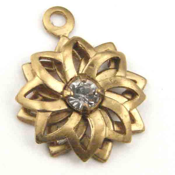 Brass 11MM 2 Layer Blossom with Rhinestone Setting