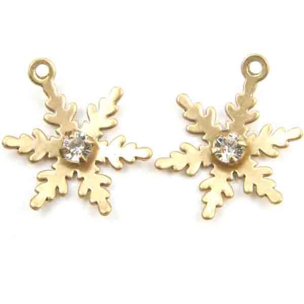 Brass 11MM Snowflake With Crystal Rhinestone