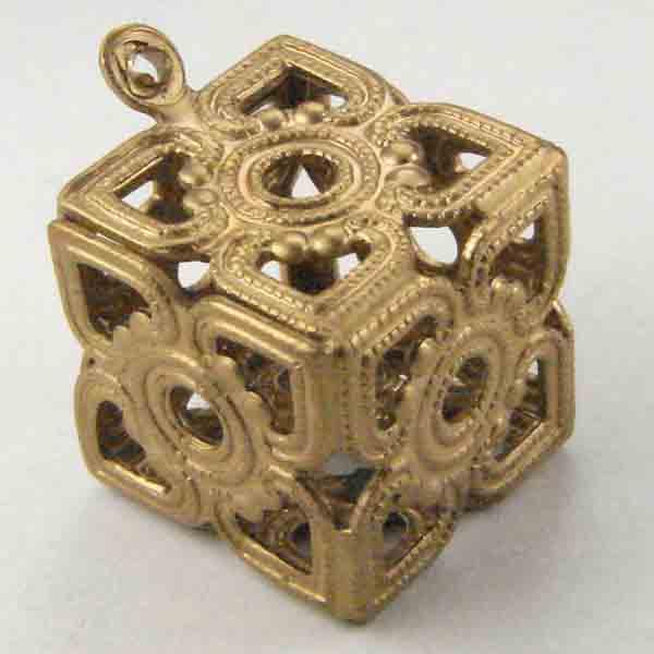 Brass 12MM Filigree Cube