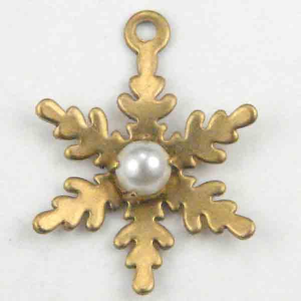 Brass 12MM Snowflake with Pearl